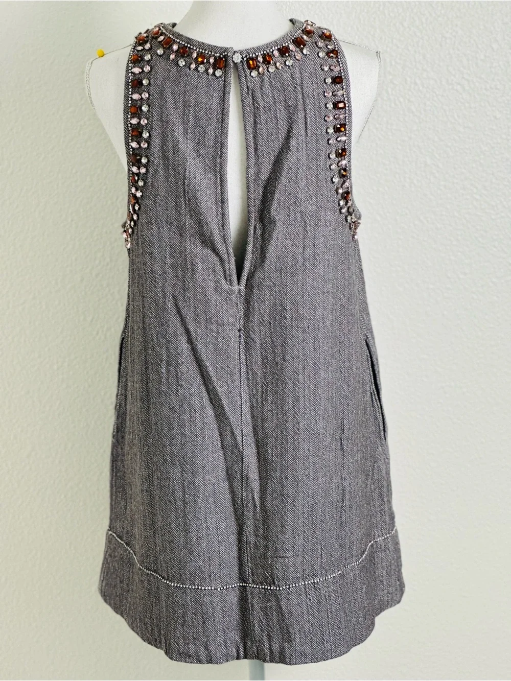 Free People Gray Bedazzled You’re A Gem Mini Dress Size Medium